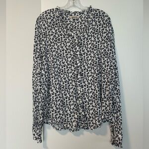 Biden Ruffled Navy and White Caroline Jersey Shirt, size 16/18